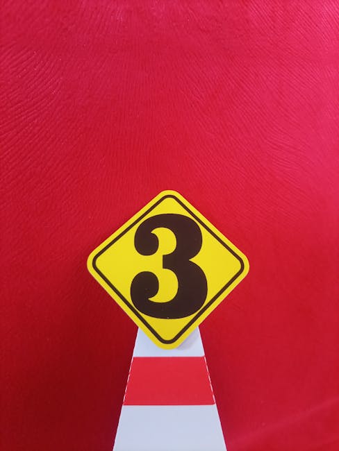 Traffic cone with number 3